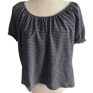 Texture & Thread by Madewell Navy / White Stripped Scoop Neck Top Sz M